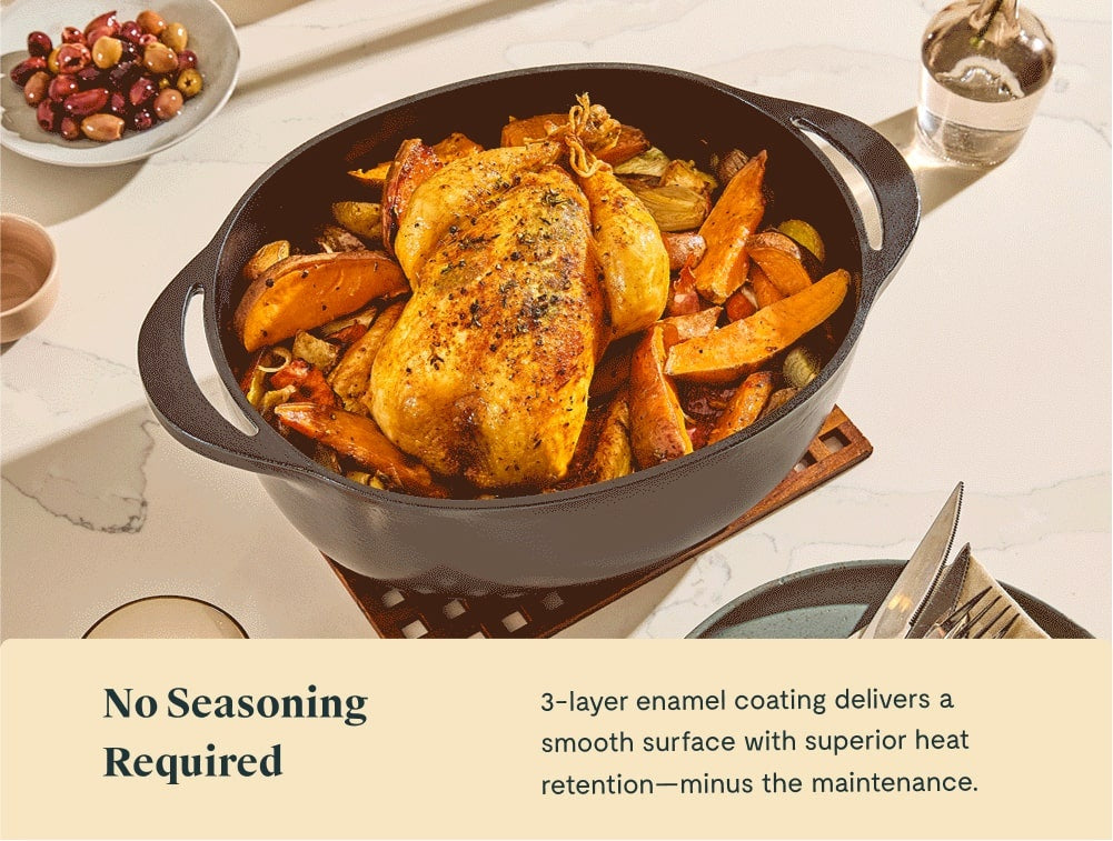 8 qt Enameled Cast Iron Oval Dutch Oven - image 3