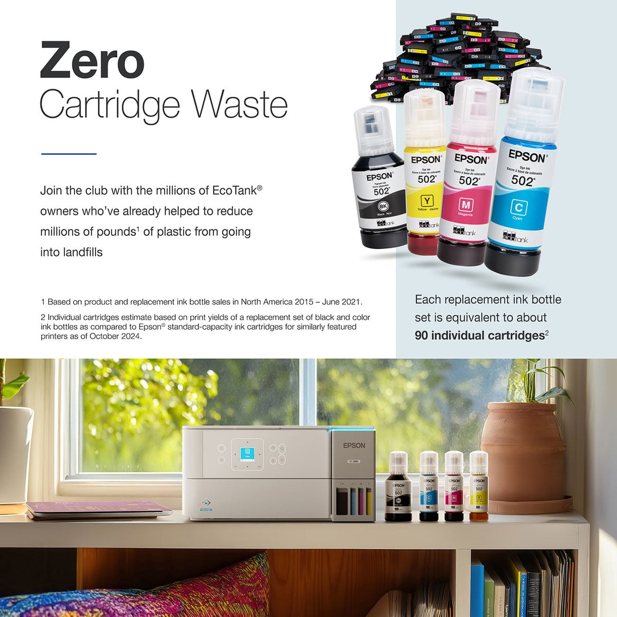 Epson EcoTank ET-2980 Wireless All-in -One Color Supertank Printer in White - C11CL41202 - image 5