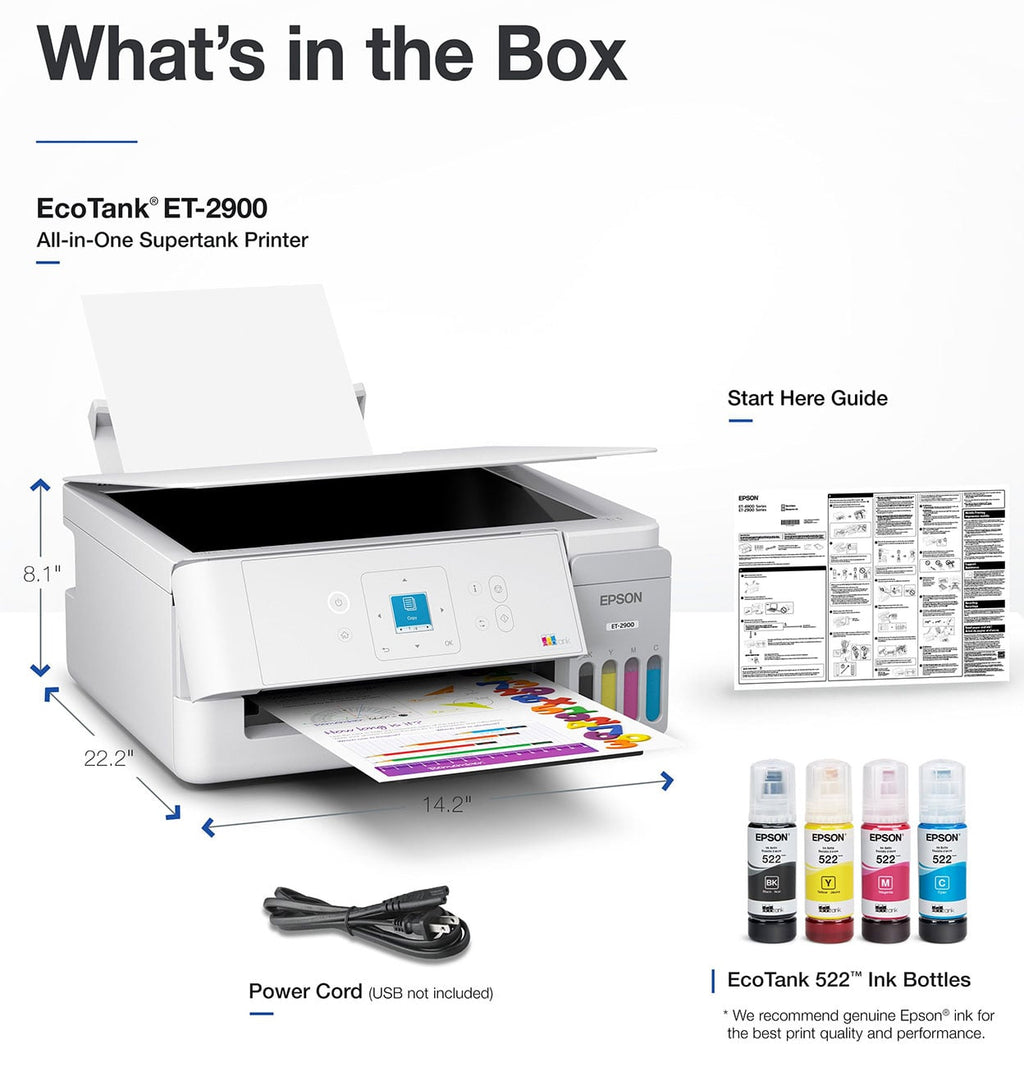 Epson EcoTank ET-2900 Wireless All-in-One Color Supertank Printer in White - C11CL63202 - image 7