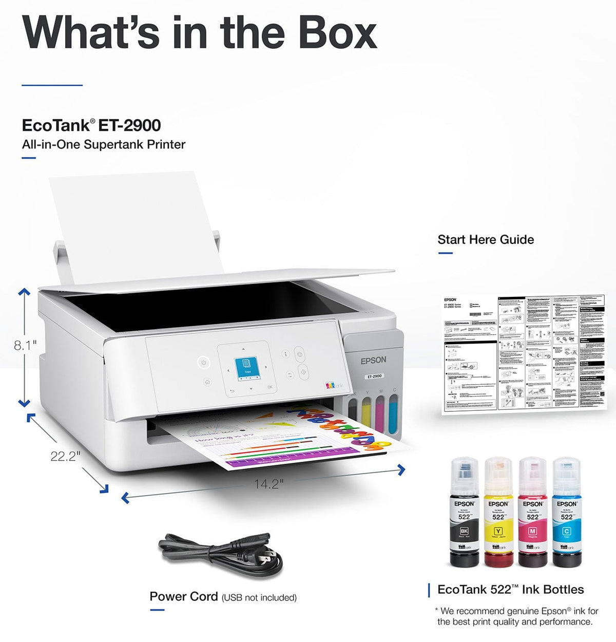 Epson EcoTank ET-2900 Wireless All-in-One Color Supertank Printer in White - C11CL63202 - image 7