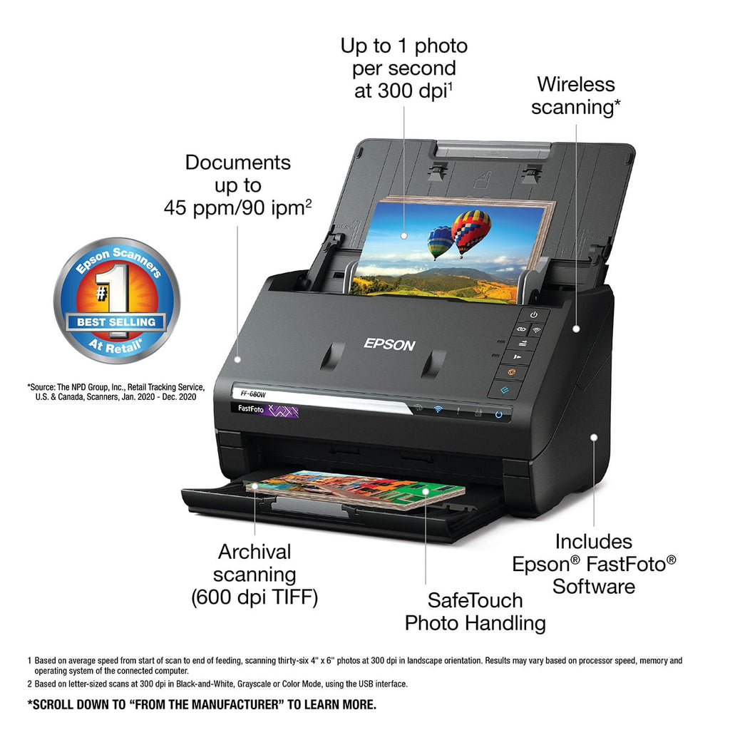 Epson FastFoto FF-680W Wireless High-speed Photo Scanning System in Black - B11B237201 - image 3