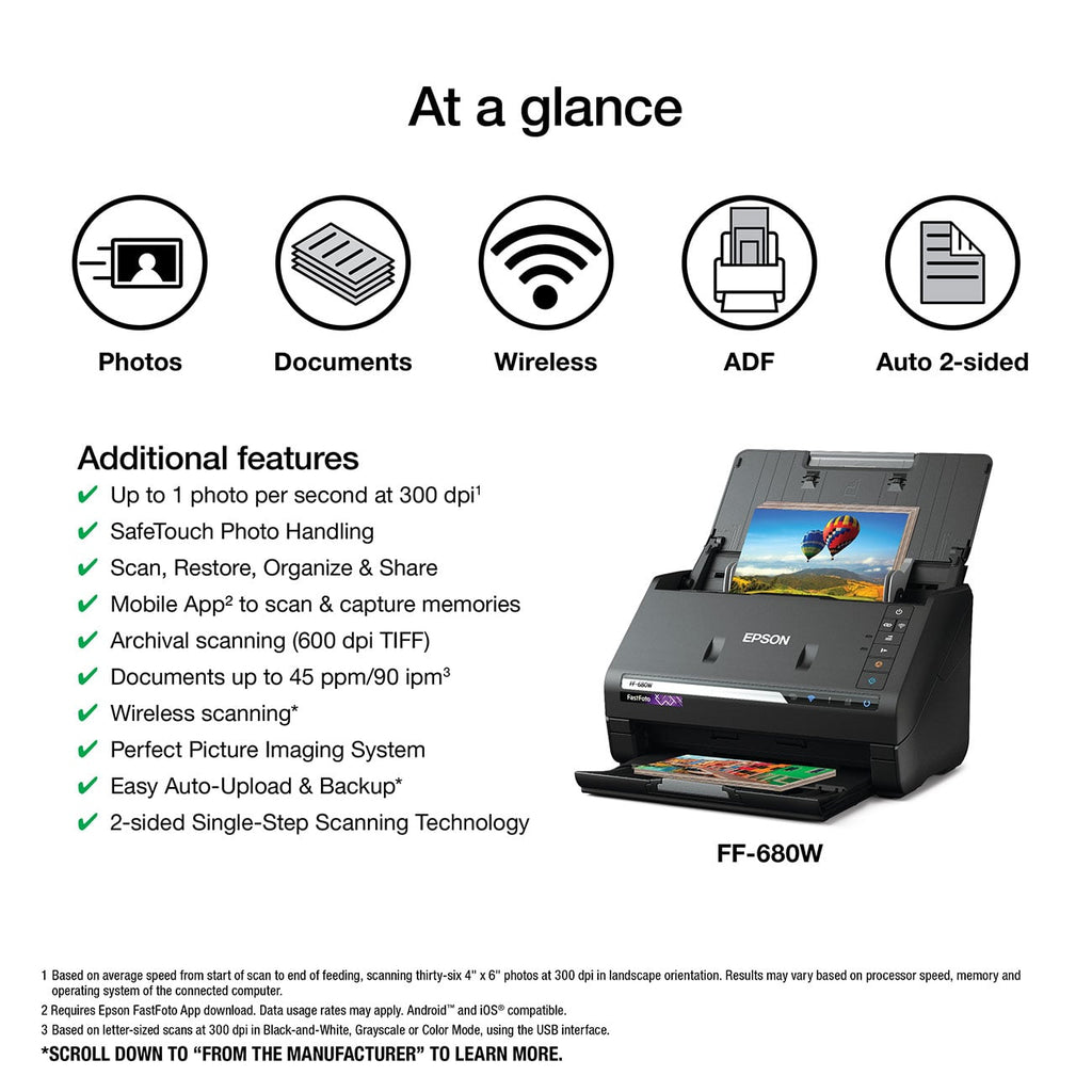 Epson FastFoto FF-680W Wireless High-speed Photo Scanning System in Black - B11B237201 - image 2