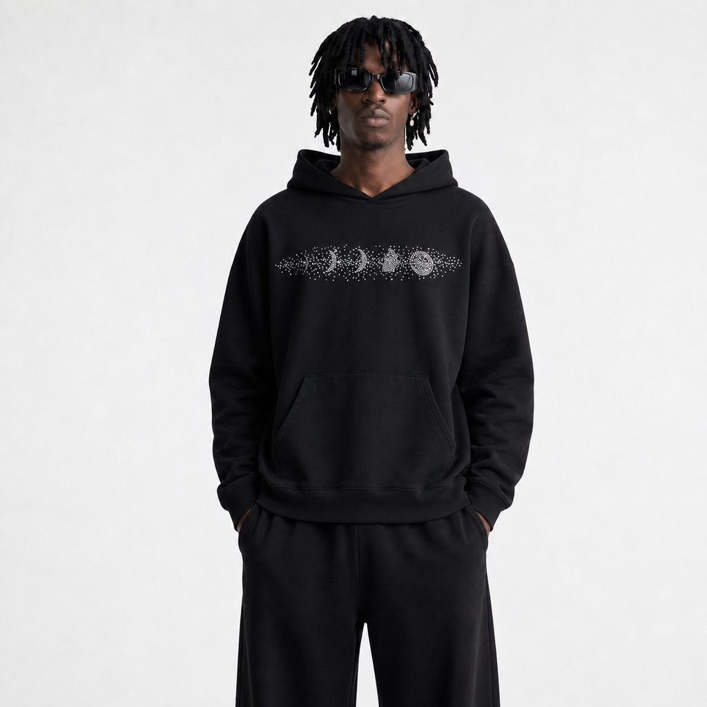 VYBES Rhinestone Moon Hoodie