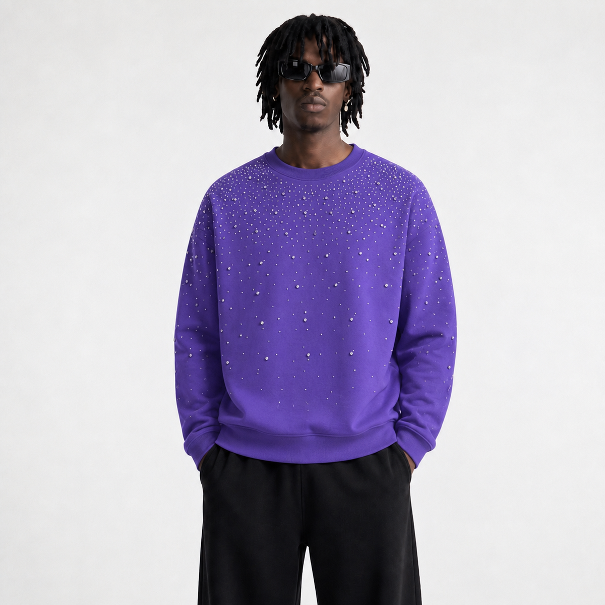 VYBES Rhinestone Galaxy Crewneck