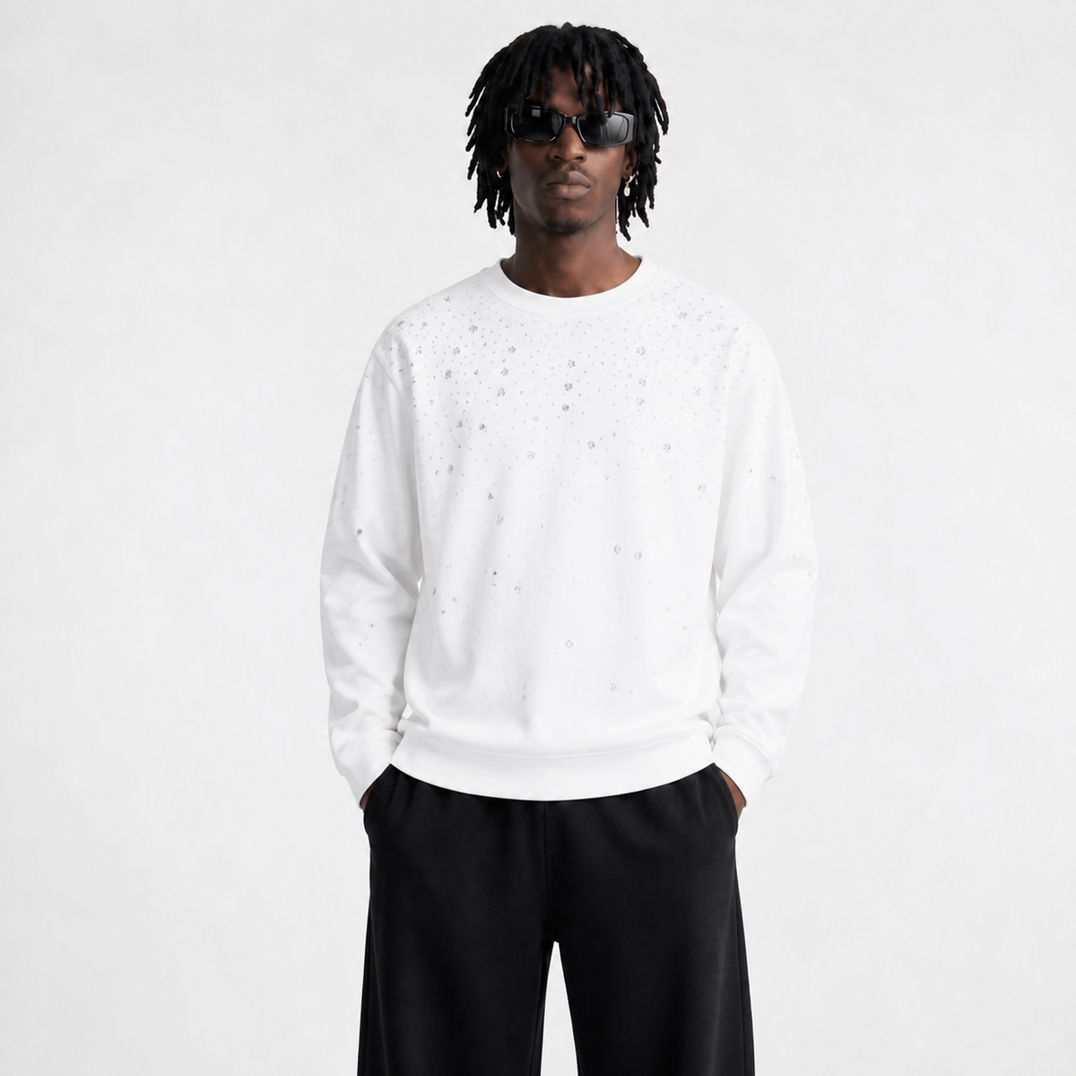 VYBES Rhinestone Galaxy Crewneck