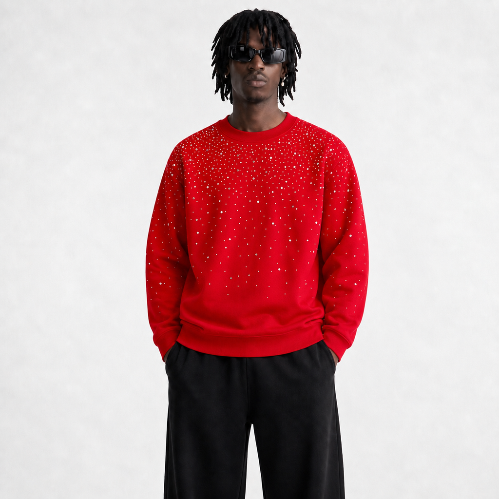 VYBES Rhinestone Galaxy Crewneck