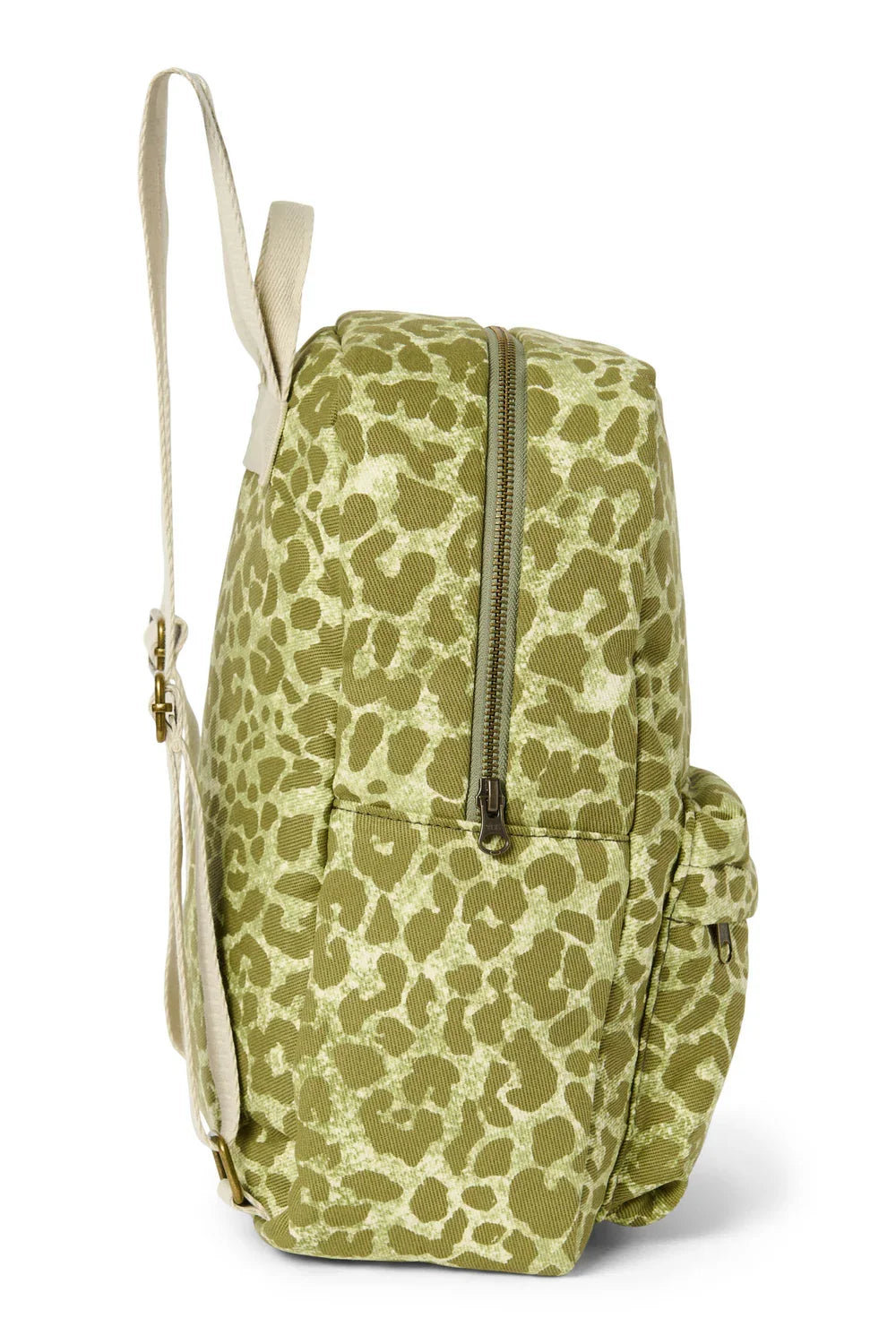 Groene katoenen midi-rugzak met luipaardprint