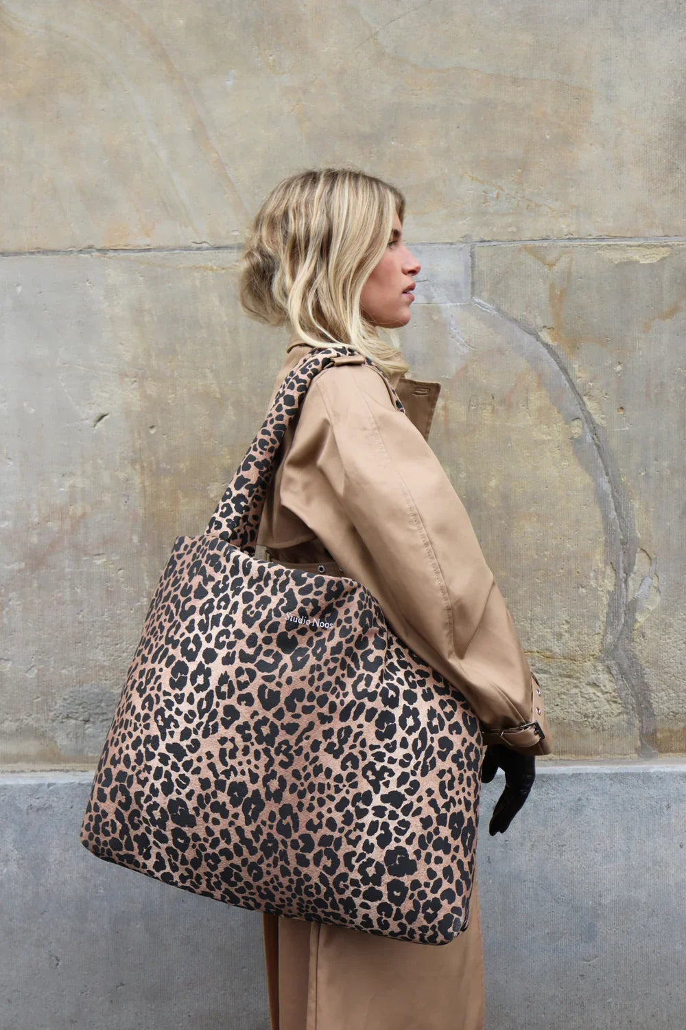 Grüne Leoparden-Baumwoll-Mom-Bag