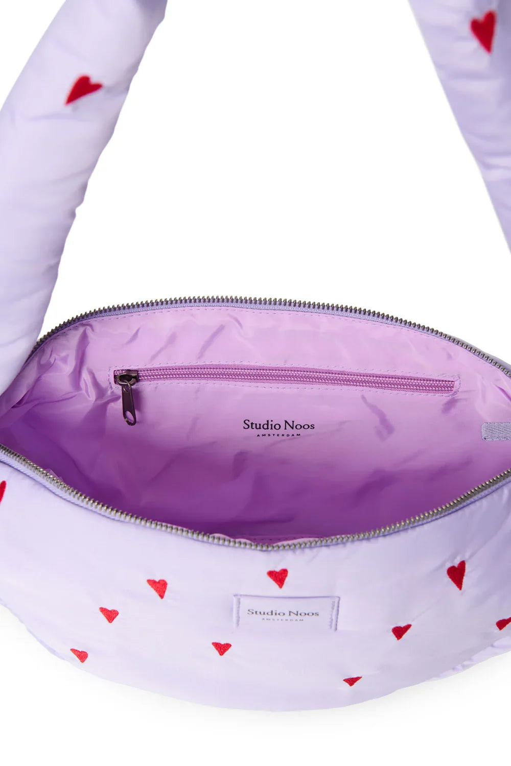 Lila Herzen Puffy Mini Umhängetasche