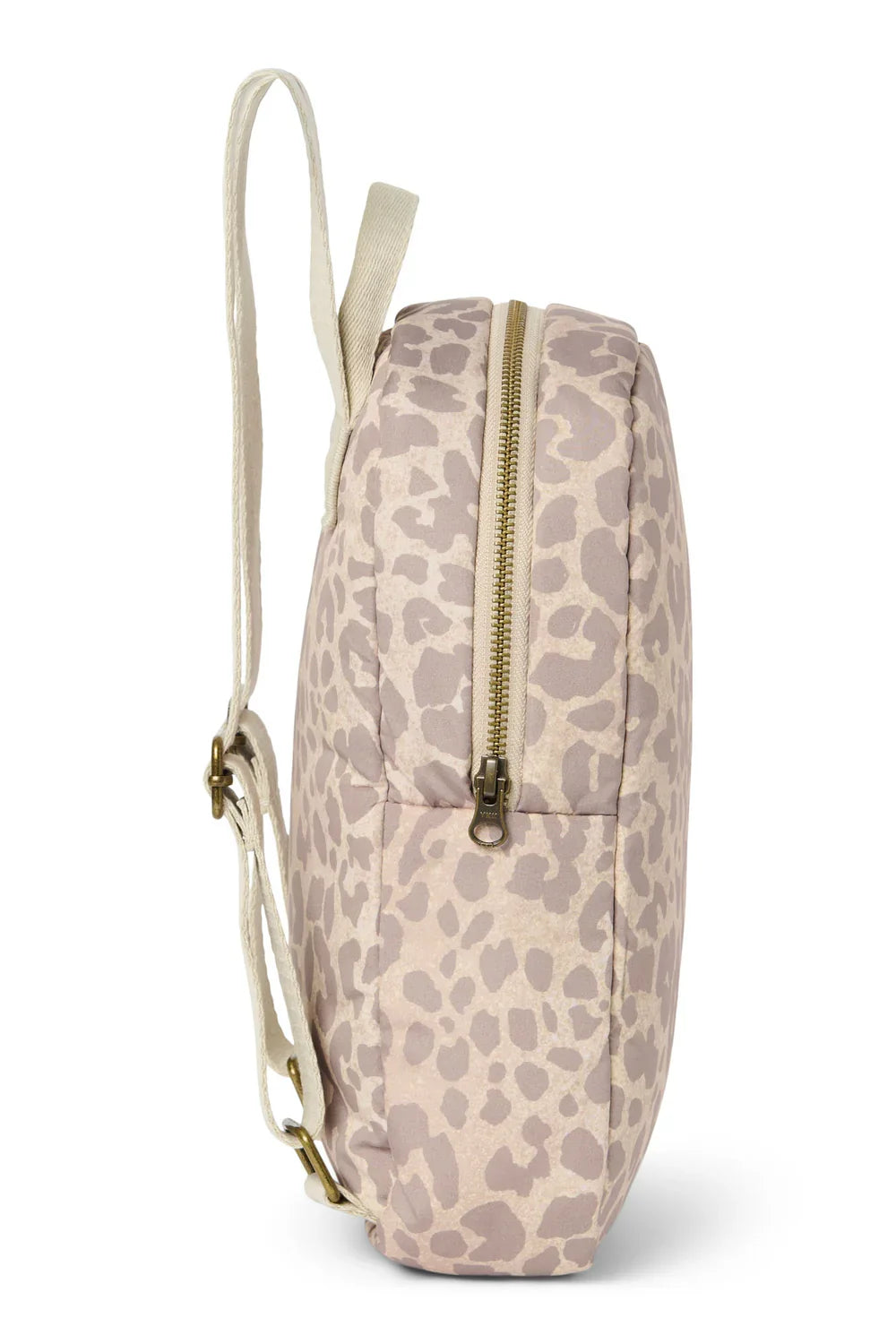 Beiger Leopard Puffy Mini-Rucksack