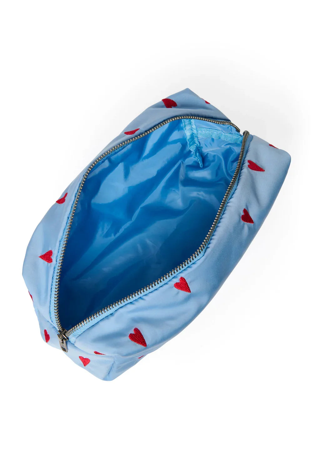 Lichtblauw etui met hartjes en reliëf