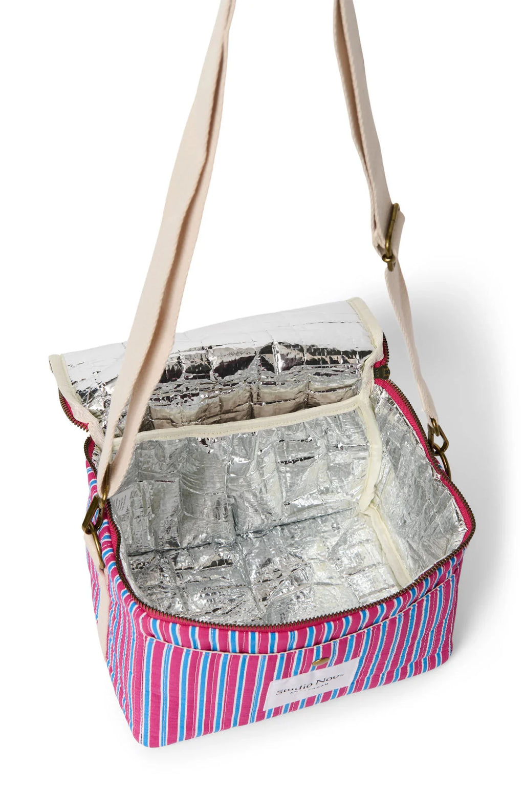 Popeline Gestreifte Kühltasche | Buttergelb