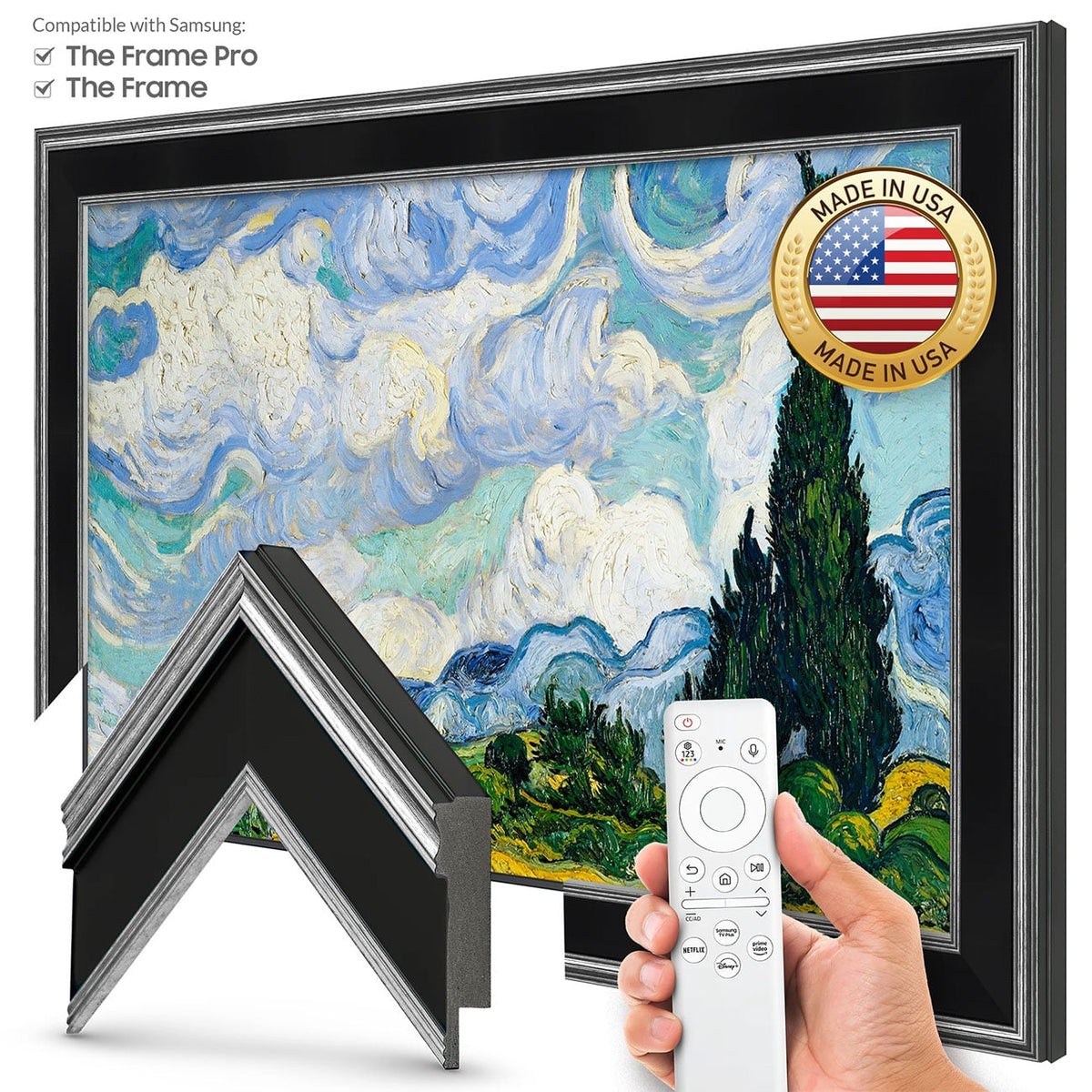 Frame My TV Samsung The Frame 65" Premiere Frame In Antique Silver & Black - FRM-SF-P5185-65-2021 - image 2