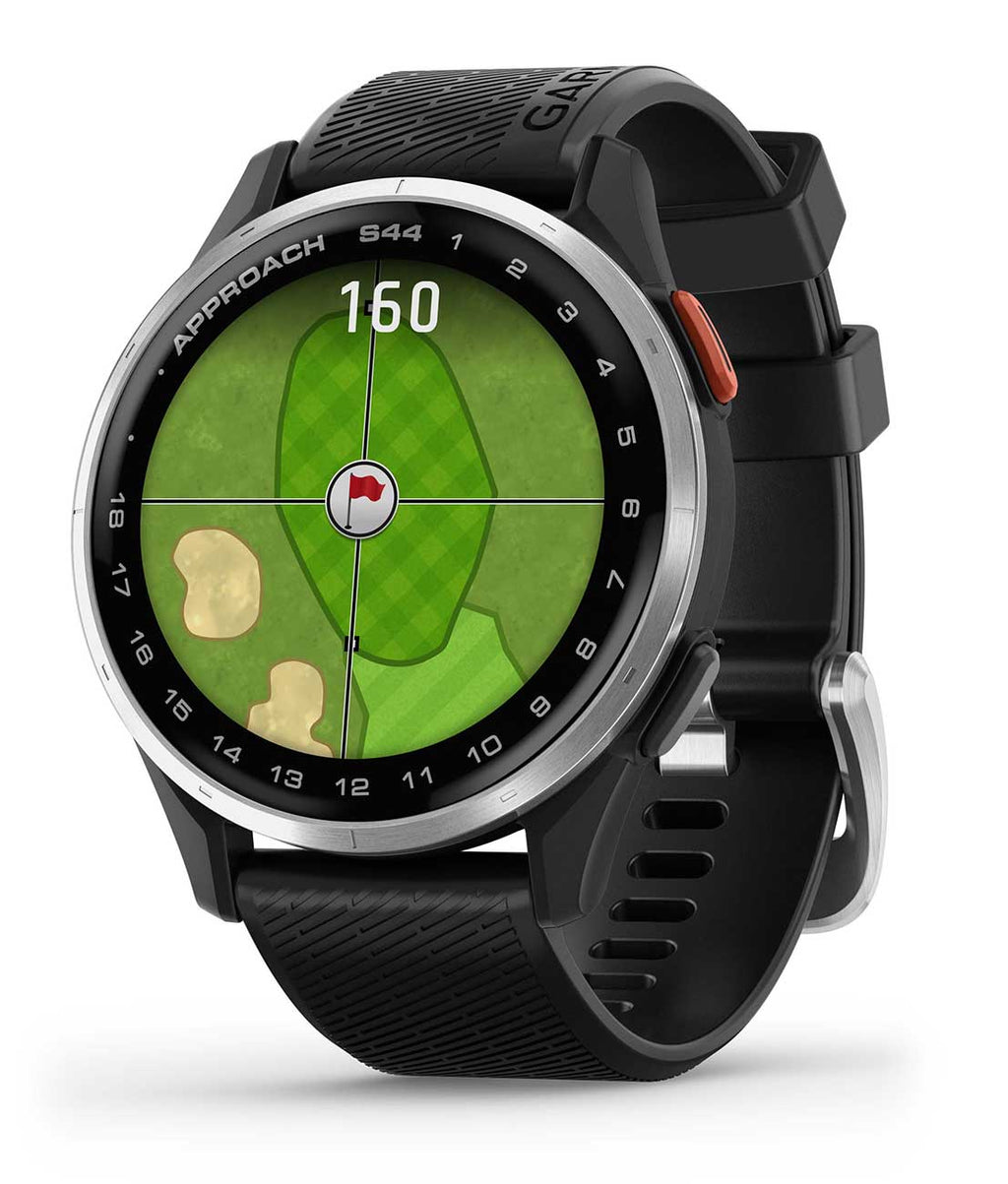 Garmin Approach S44 43mm Golf Smartwatch, Silver Aluminum with Black Silicone Band - 010-03009-00 - image 1
