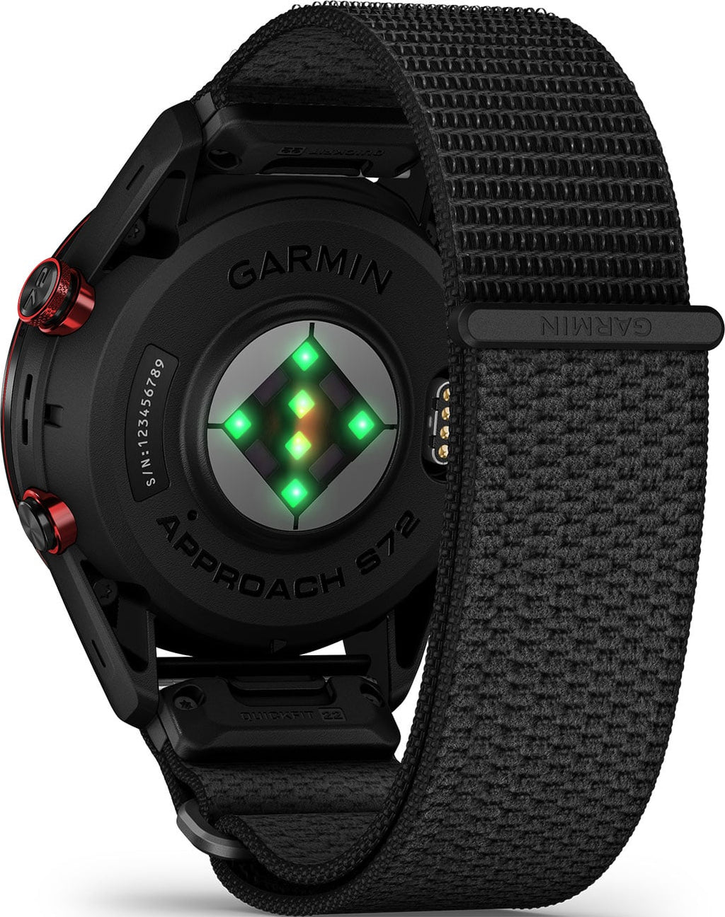 Garmin Approach S72 GPS Smartwatch 47mm in Carbon Gray/Red DLC Titanium Bezel with Black ComfortFit Fabri - image 8