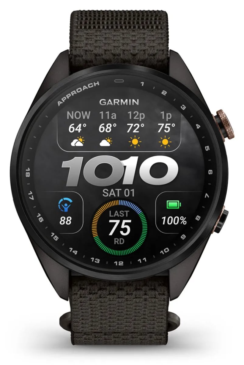 Garmin Approach S72 GPS Smartwatch 43mm in Carbon Gray/Heritage Bronze DLC Titanium with Pebble Gray Comf - image 2