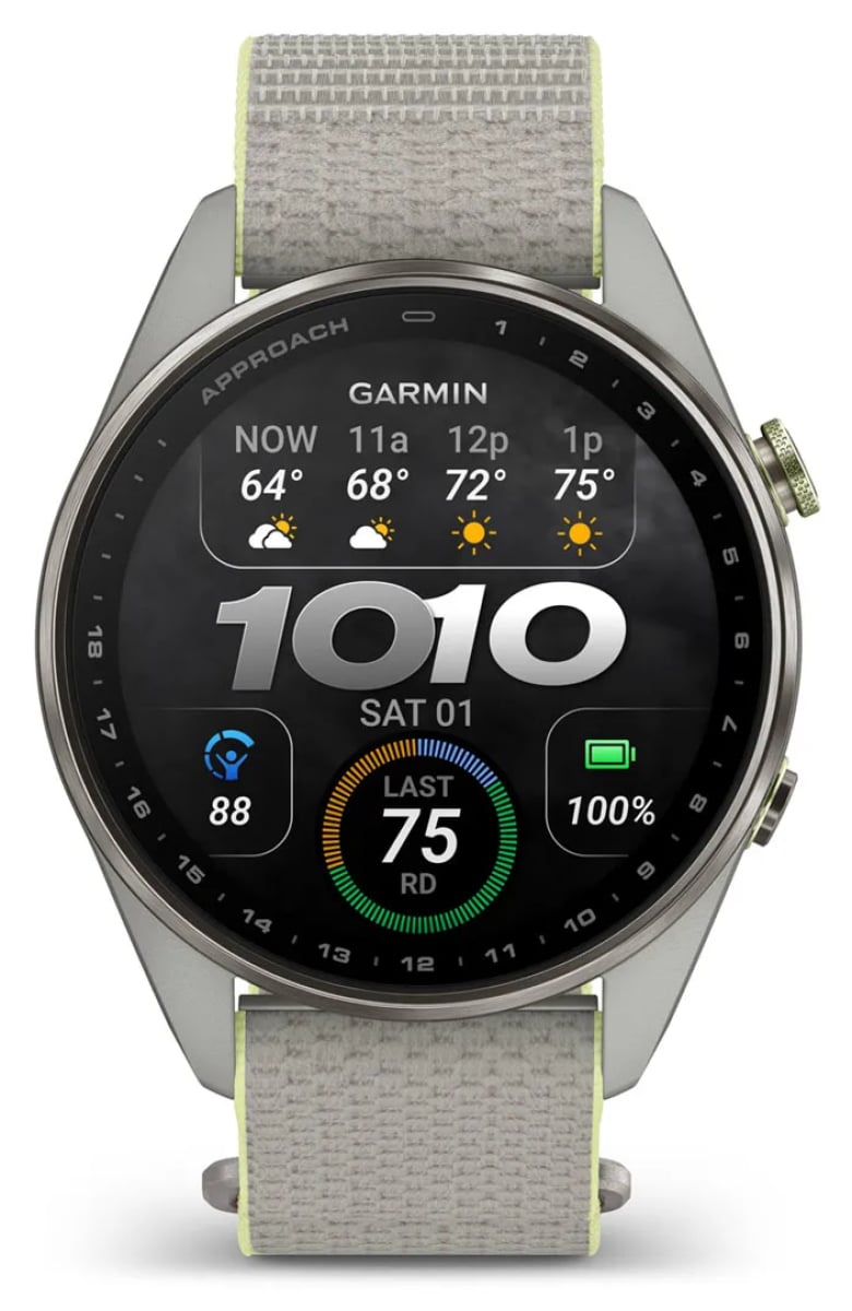 Garmin Approach S72 GPS Smartwatch 47mm in Silver/Citron Titanium Bezel with Fog Gray/Citron ComfortFit F - image 2