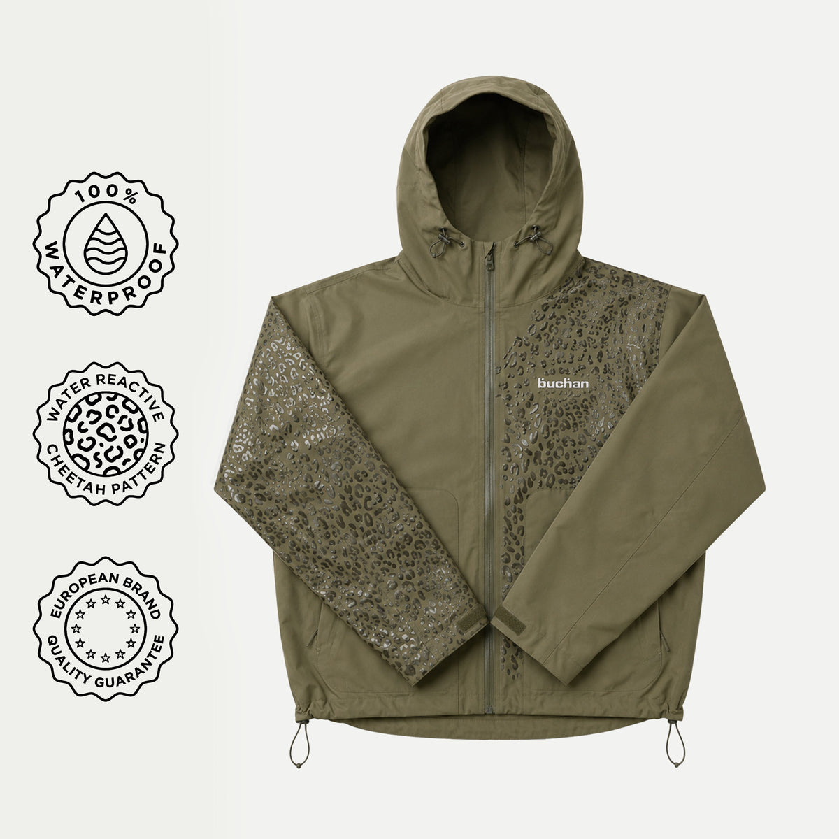 Chaqueta de lluvia Cheetah reactiva al agua - Verde