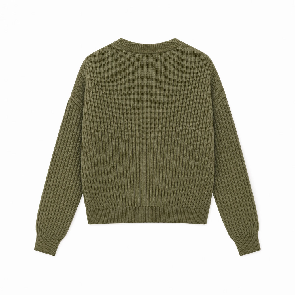 Ribbed Knit Sweater - Khaki Green