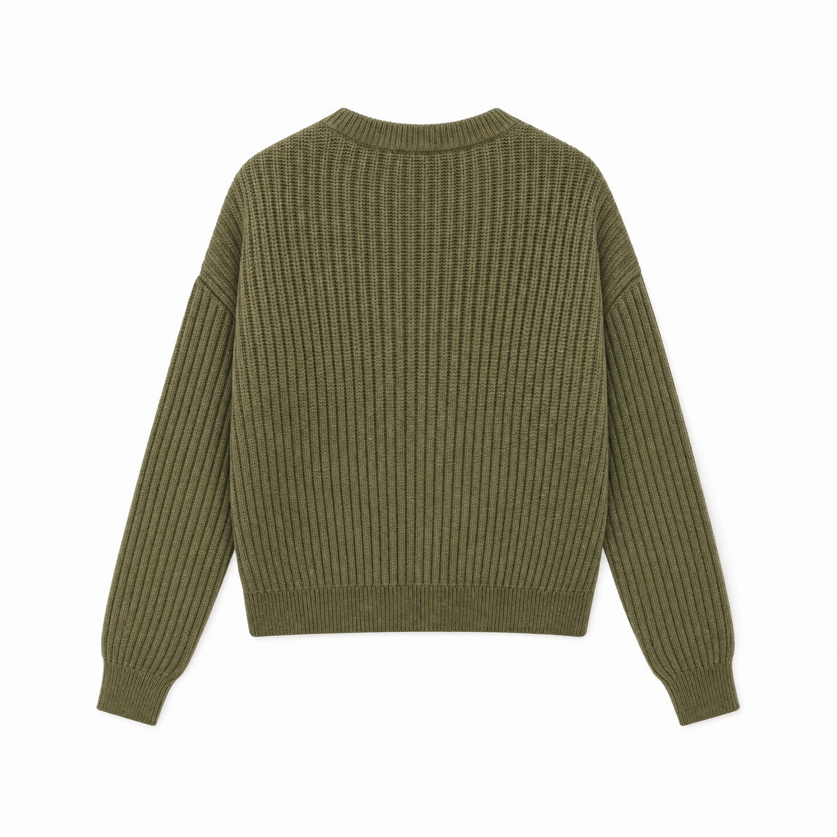 Ribbed Knit Sweater - Khaki Green
