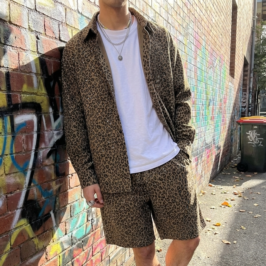 VYBES Iced Leopard Shorts