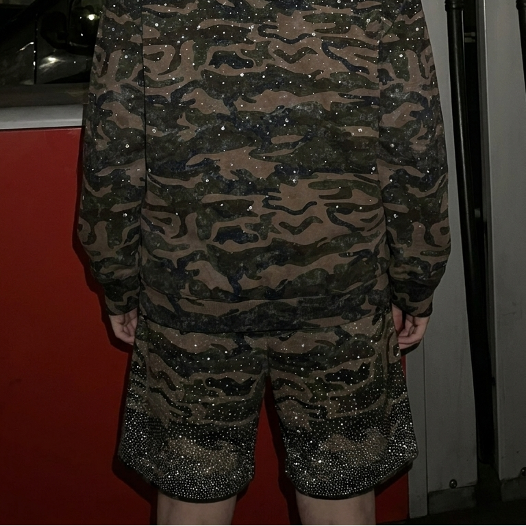 VYBES Rhinestone Camo Shorts