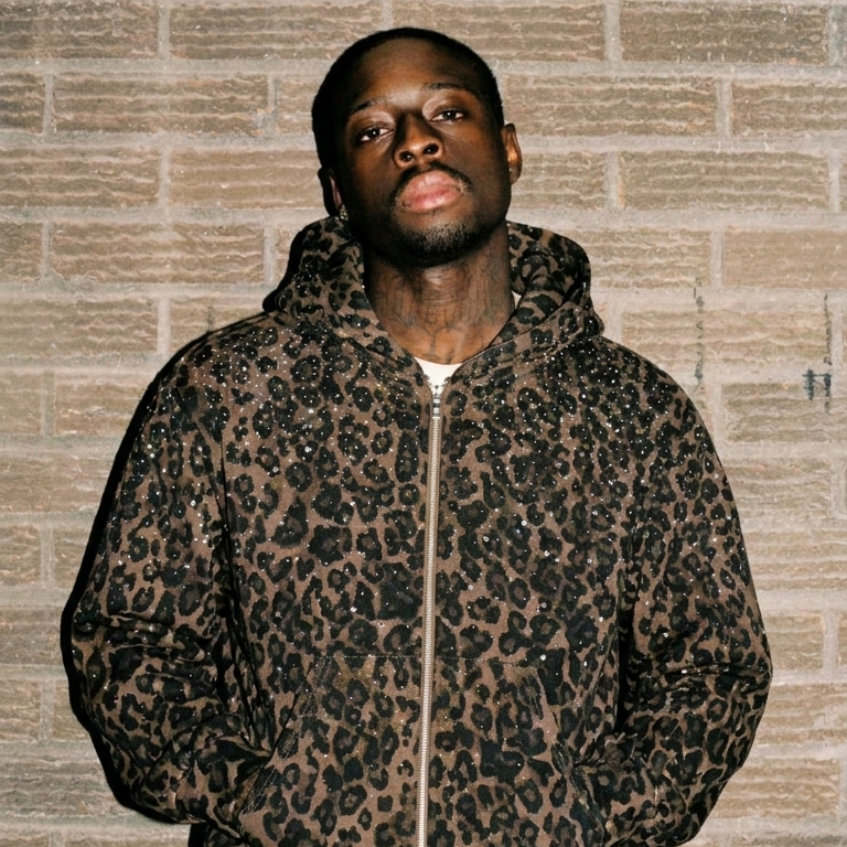 VYBES Rhinestone Leopard Zip Up