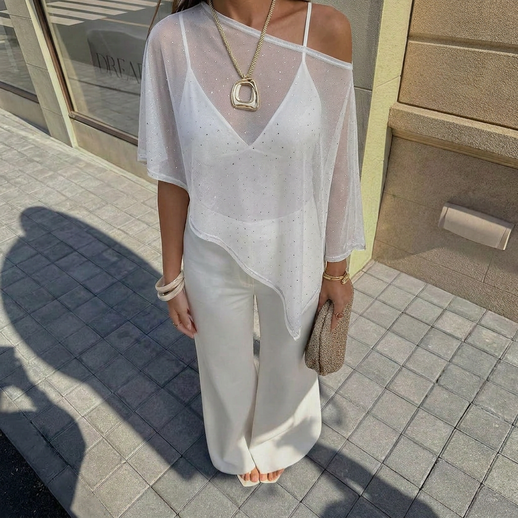 VYBES Rhinestone Women's Poncho
