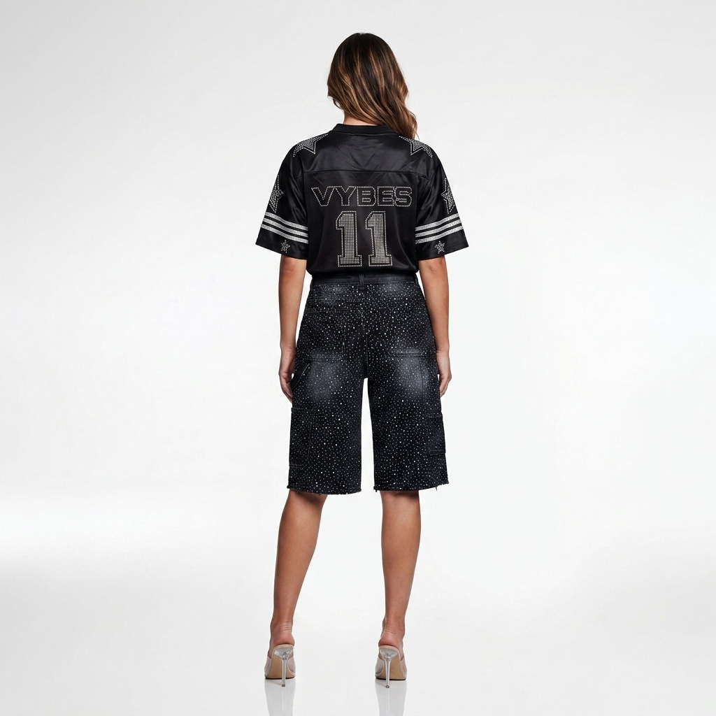 VYBES Rhinestone Meteor Jorts