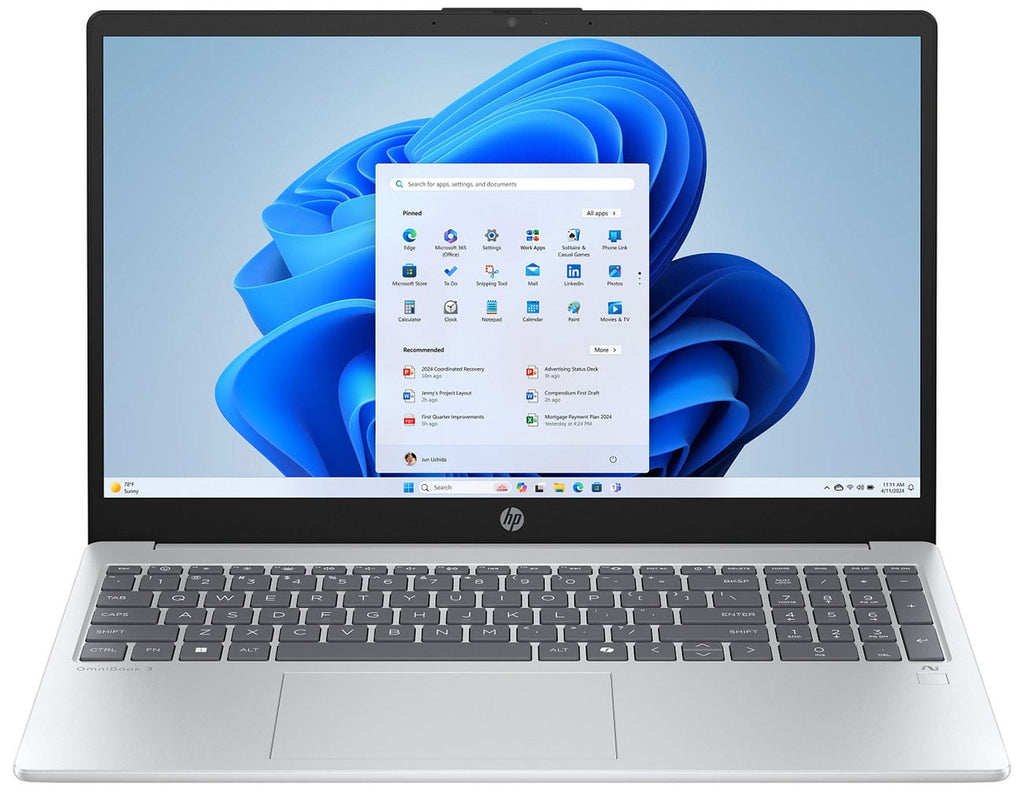 HP OmniBook 3 15.6-Inch Copilot+ PC Laptop AMD Ryzen AI 5 340 16GB RAM 1TB SSD in Glacier Silver - 15-FN0 - image 1