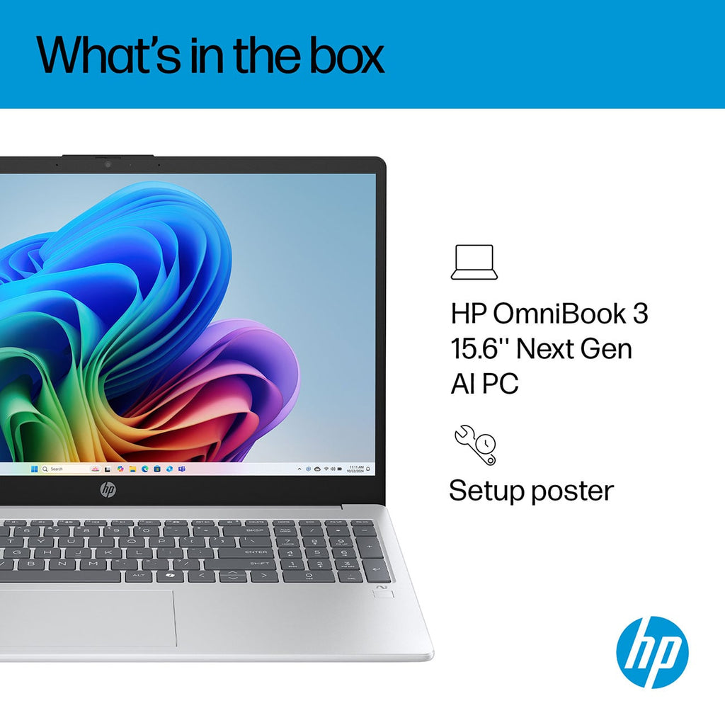 HP OmniBook 3 15.6-Inch Copilot+ PC Laptop AMD Ryzen AI 5 340 16GB RAM 1TB SSD in Glacier Silver - 15-FN0 - image 6