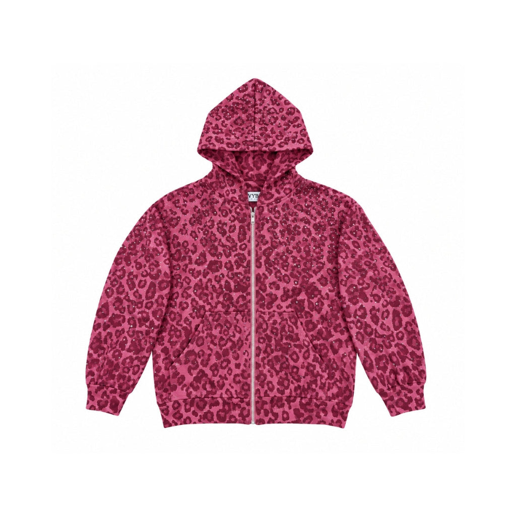 VYBES Pink Leopard Zip Up