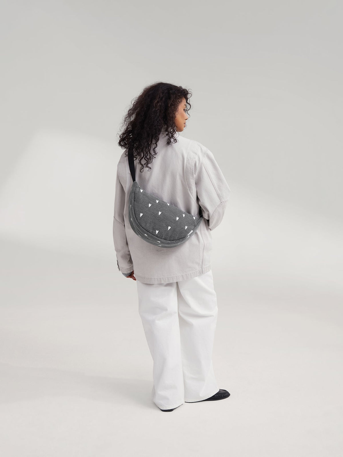 Denim Adult Fanny Pack | Grey Hearts
