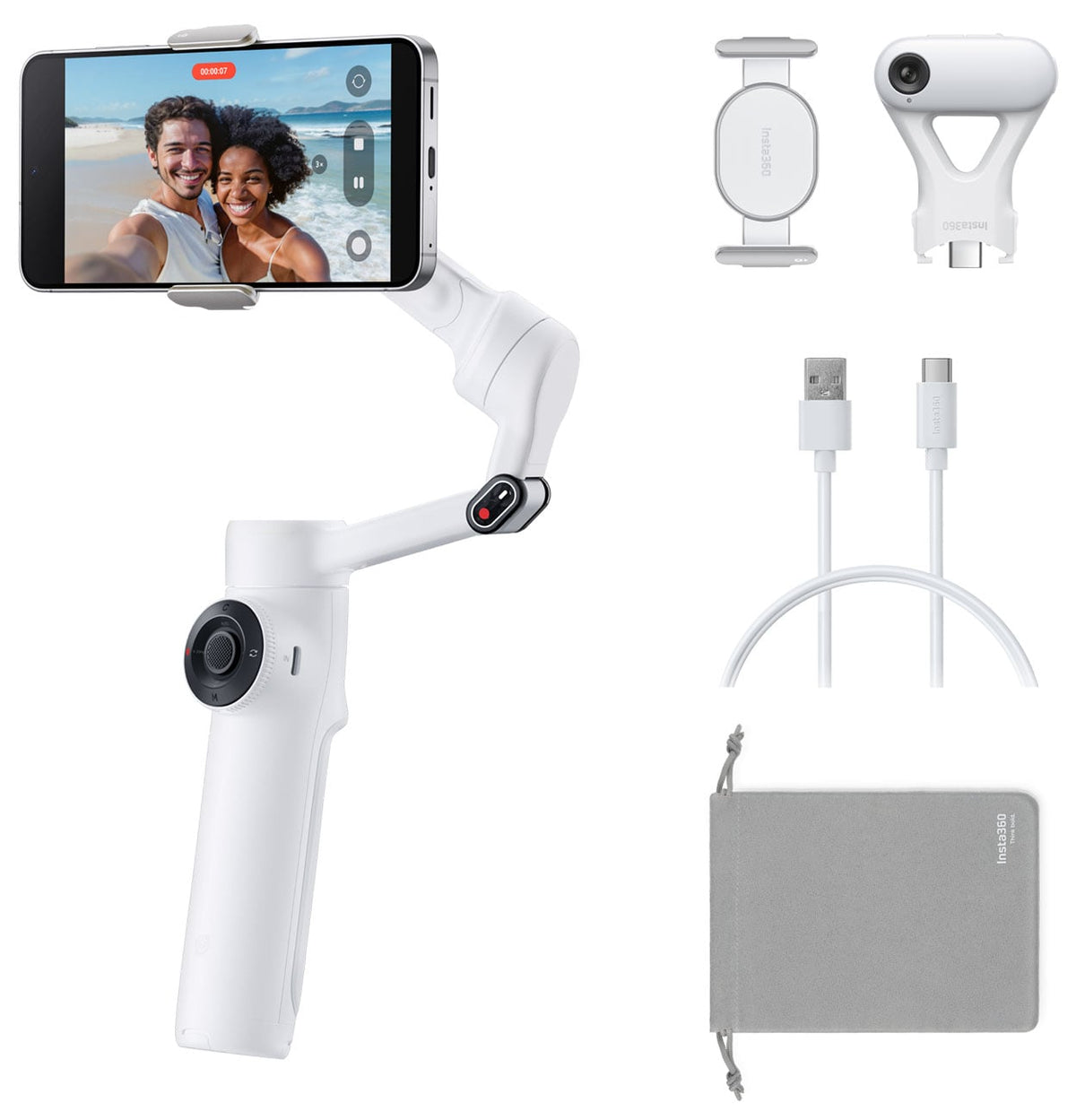 Insta360 Flow 2 Gimbal AI Tracker Bundle in Summit White - CINSABQA_FLOW2LITE10 - image 1