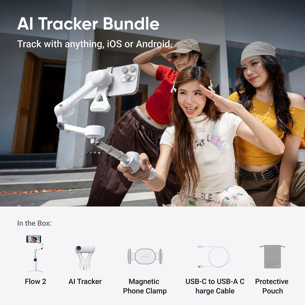 Insta360 Flow 2 Gimbal AI Tracker Bundle in Summit White - CINSABQA_FLOW2LITE10 - image 7