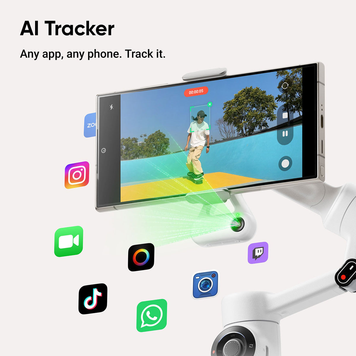 Insta360 Flow 2 Gimbal in Summit White - CINSABQA_FLOW2LITE01 - image 11
