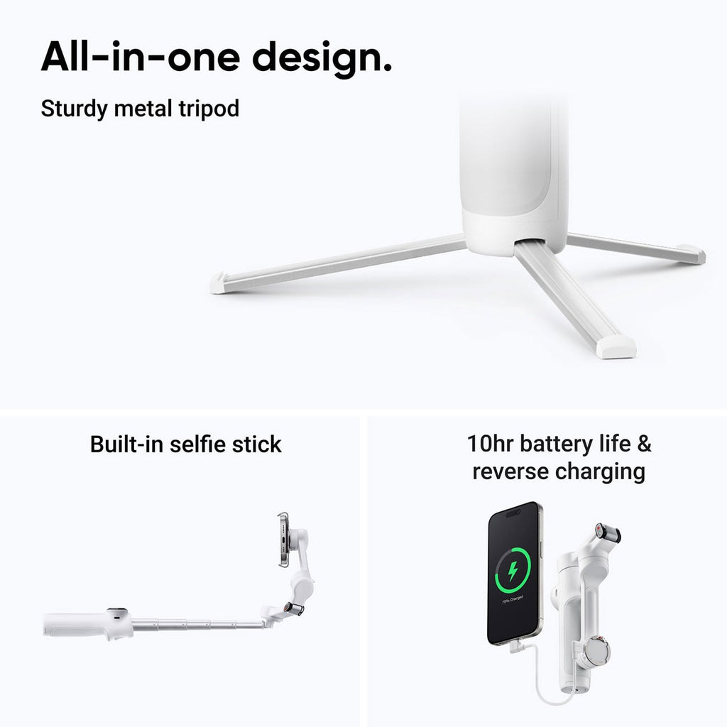 Insta360 Flow 2 Gimbal AI Tracker Bundle in Stone Gray - CINSABQA_FLOW2LITE12 - image 14