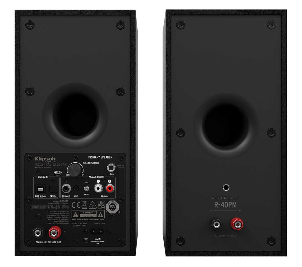 Klipsch R-40PM Reference Powered Monitor Bookshelf Speakers in Black (Pair) - 1071484 - image 5