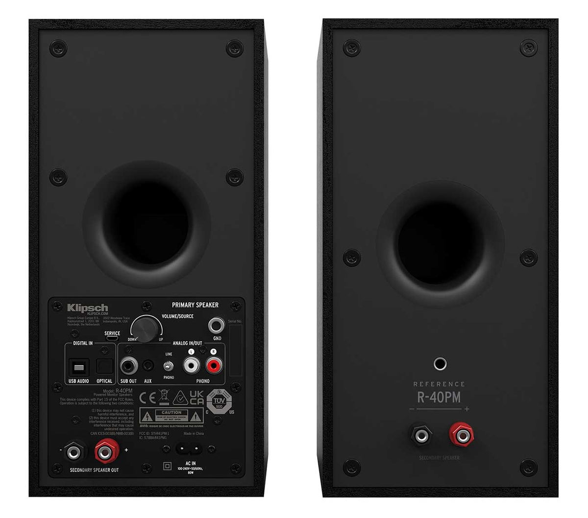 Klipsch R-40PM Reference Powered Monitor Bookshelf Speakers in Black (Pair) - 1071484 - image 5
