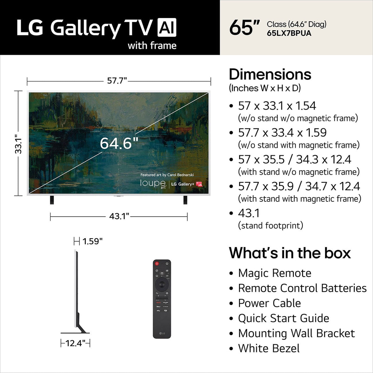 LG Gallery TV with Frame LX7B 65-Inch Mini LED 4K Smart TV - 65LX7BPUA - image 5