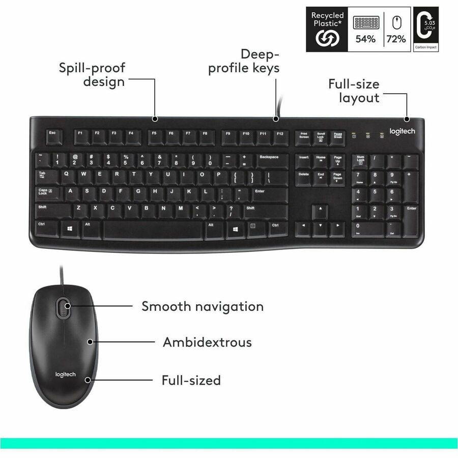 Logitech MK120 Corded Keyboard and Mouse Combo in Black - 920-002565 - image 6