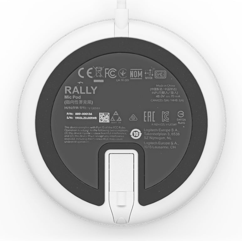 Logitech Microphone Rally Mic Pod in White - 952-000038 - image 2