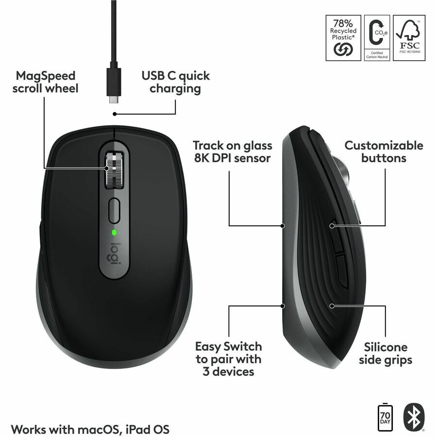 Logitech MX Anywhere 3S Wireless Mouse For Mac in Space Gray - 910-006945 - image 8