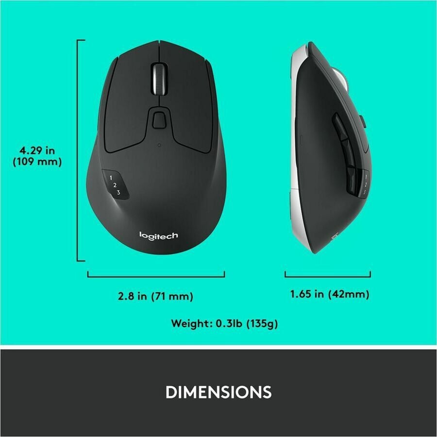 Logitech M720 Triathlon Multi-Device Wireless Mouse in Black - 910-004790 - image 10