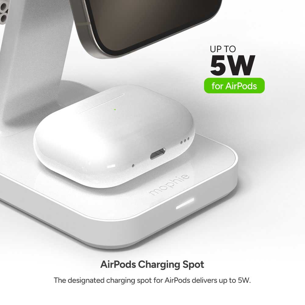 mophie Snap Plus 3-in-1 Wireless Charge Stand in White - 401313542 - image 6