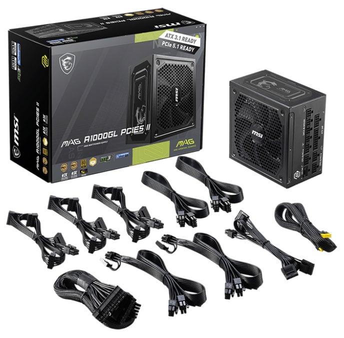 MSI MAG A1000GL PCIE5 II Power Supply 1000W with ATX 3.1 - MAGA1000GLPCIE5II - image 5