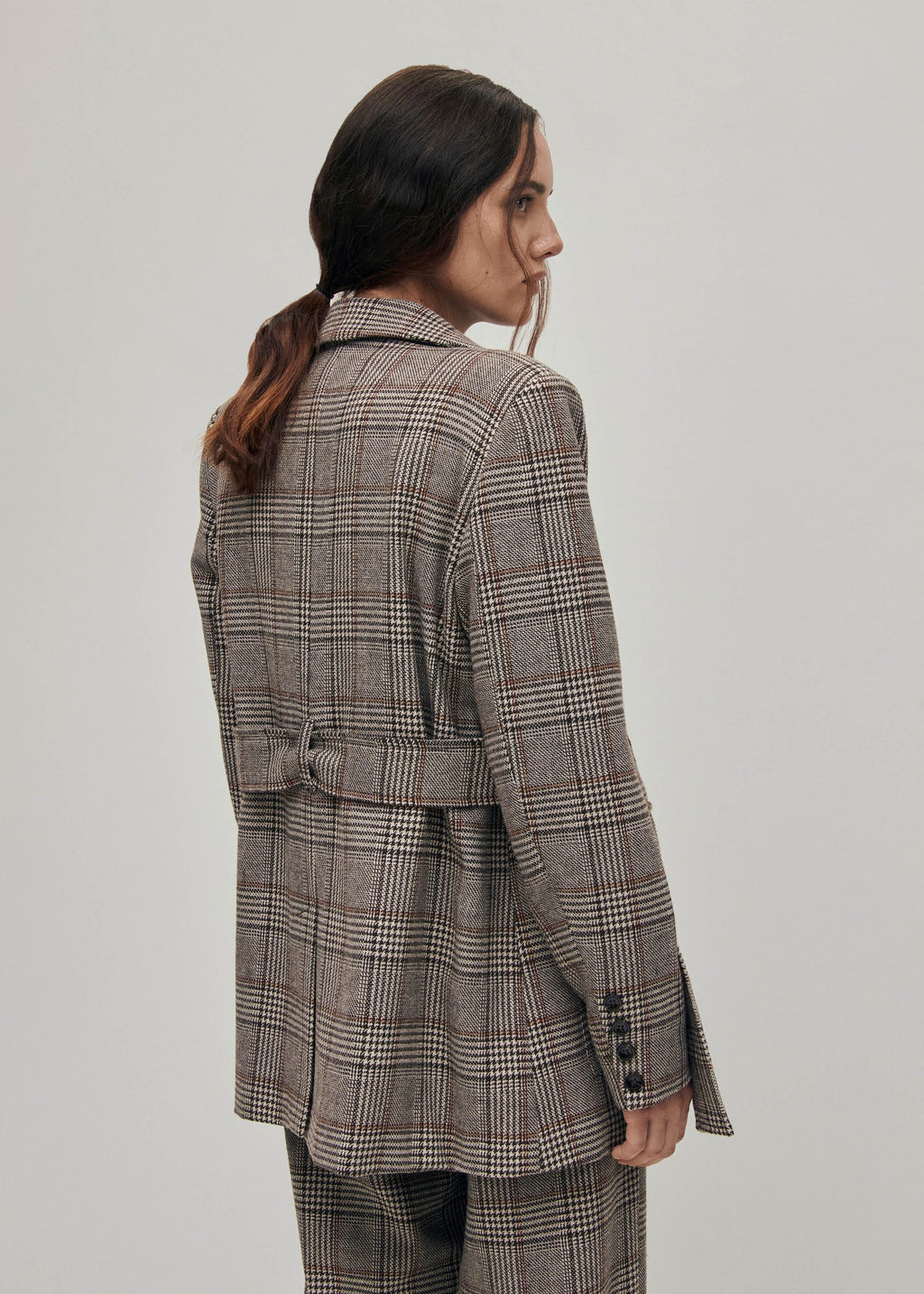 Nagano geruite bruine blazer