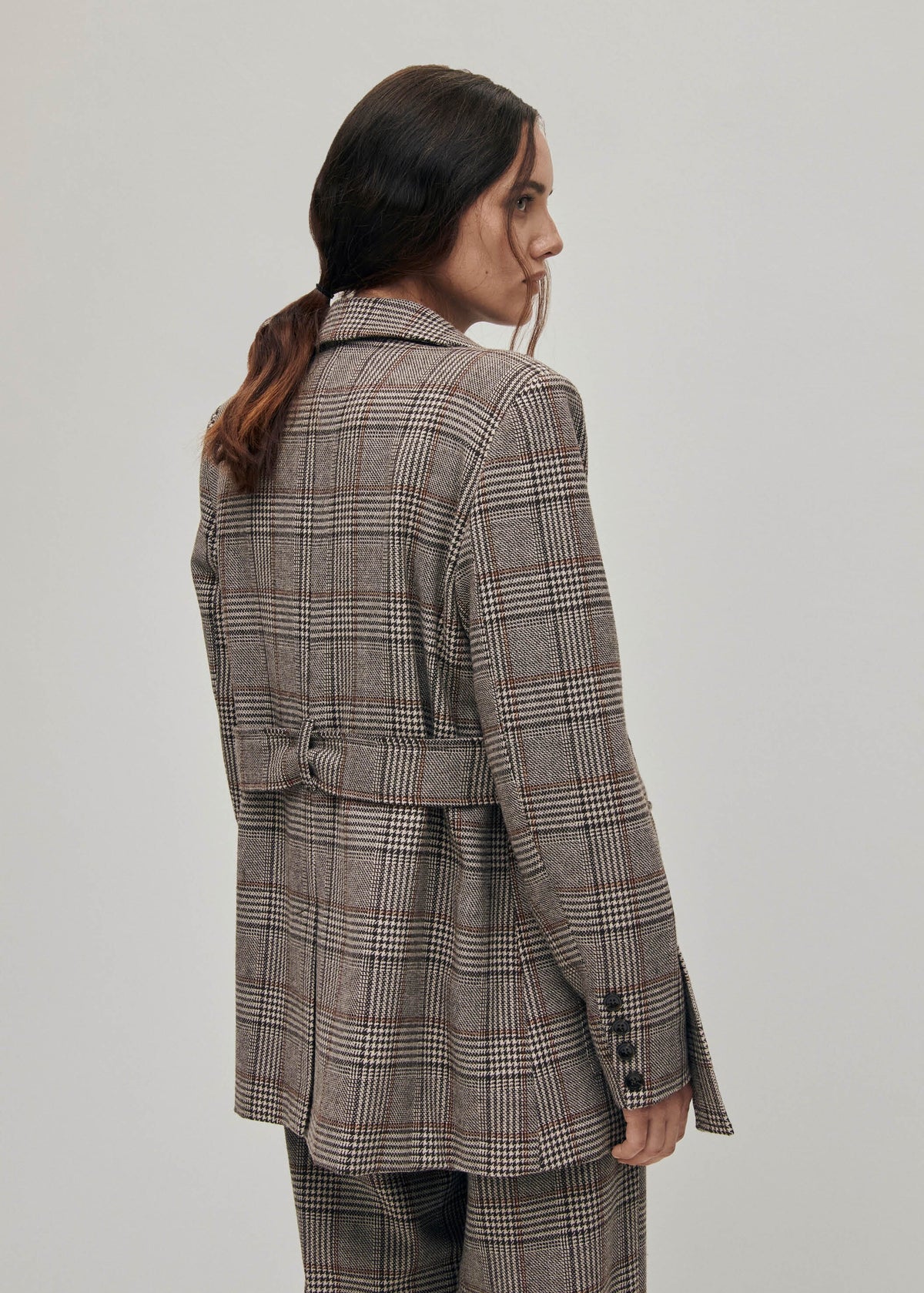 Nagano geruite bruine blazer