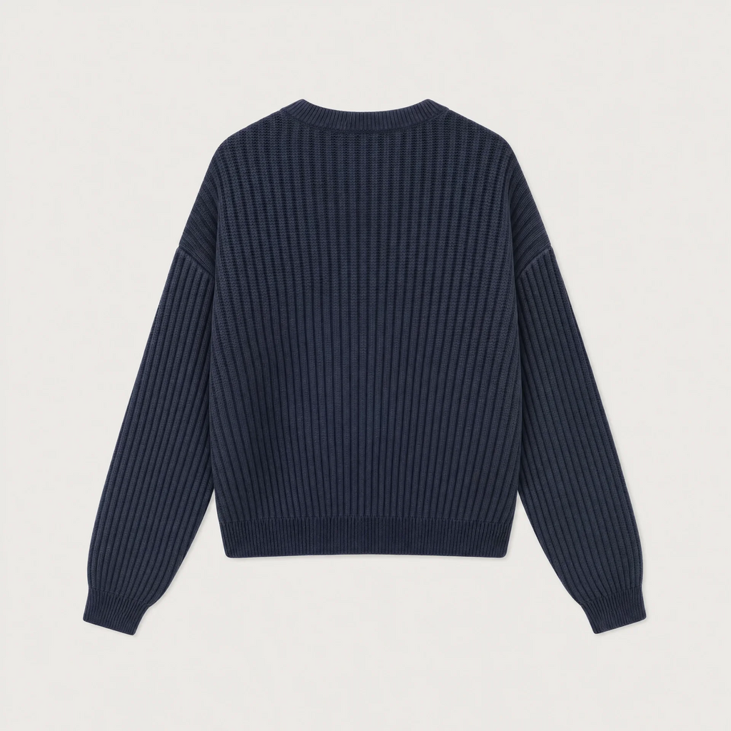 Ribbed Knit Sweater - Navy