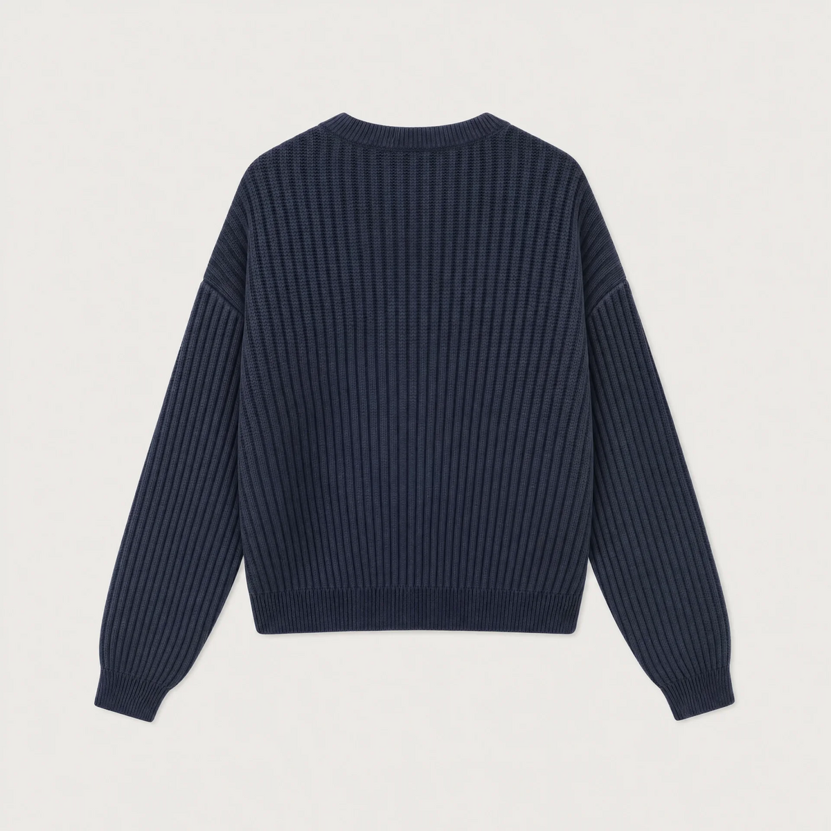 Ribbed Knit Sweater - Navy